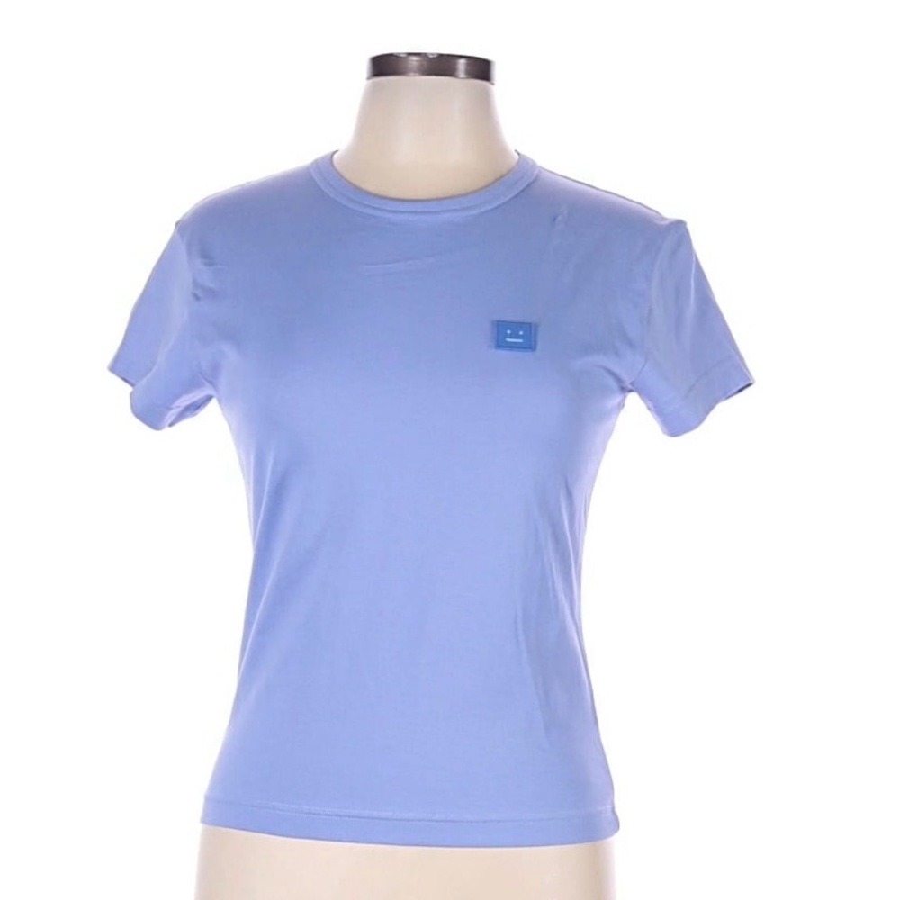 Acne Pastel Blue Crewneck Logo Tee M